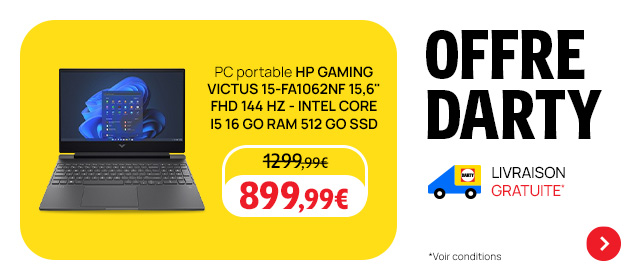 PC Portable Gaming HP Victus 15-fb0160nf 15,6 Full HD AMD Ryzen™ 5 16 Go  RAM 512 Go SSD AMD Radeon RX 6500M TGP 50W Argent mica - PC Portable -  Achat & prix